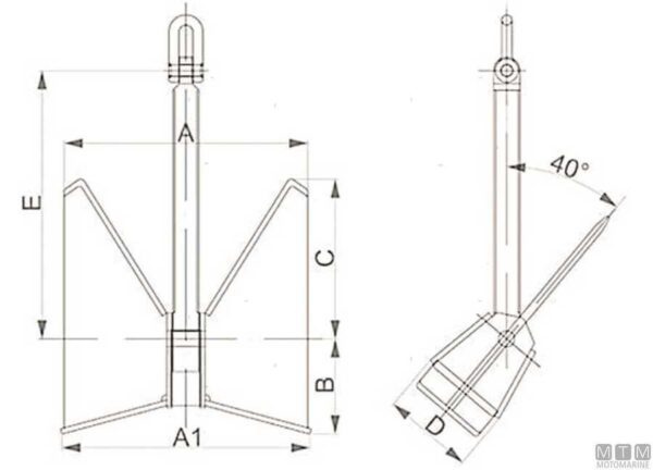 Rvs Anker "Pool HHP" 40kg - Afbeelding 3