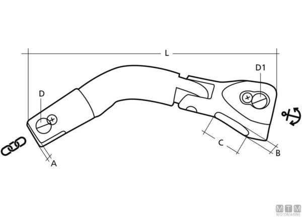 RVS Dubbele-Wartel Connector Douglas Marine Trimmer 10-12mm (12000kg) - Afbeelding 3