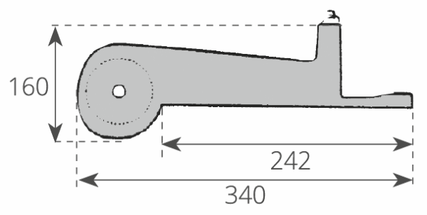 Boegroller met Lock 335mm Roestvrij staal - Afbeelding 3
