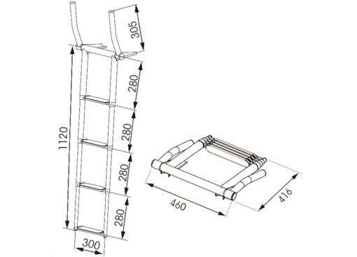 Vouwbare Reling Telescopische Ladder 4 Treden - Afbeelding 4