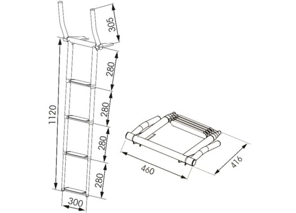 Vouwbare Reling Telescopische Ladder 4 Treden - Afbeelding 4