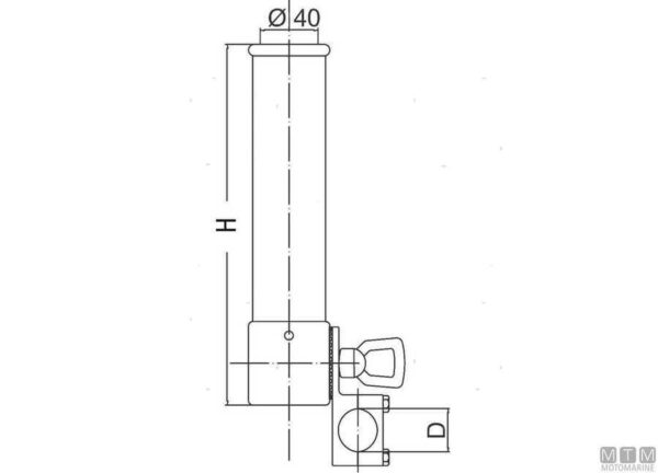 Verchroomde hengelhouder voor buis 40mm - Afbeelding 2
