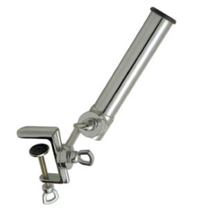 Verchroomd messing visstokhouder met verstelbare klem en dubbele Wartel H400mm D40mm