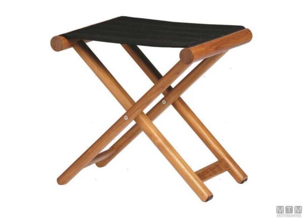 Teak Kruk Zwart MB 45 x 36 x H46 - Afbeelding 2
