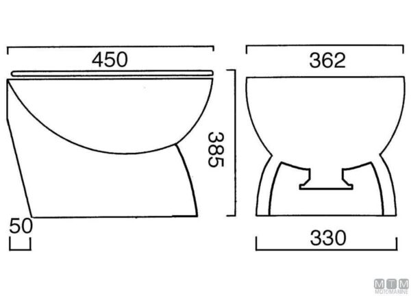 Maritiem Toilet Ocean Standard 24v H455mm - Afbeelding 5