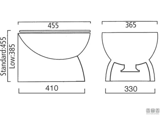 Maritiem Toilet Ocean Standard 24v H455mm - Afbeelding 4