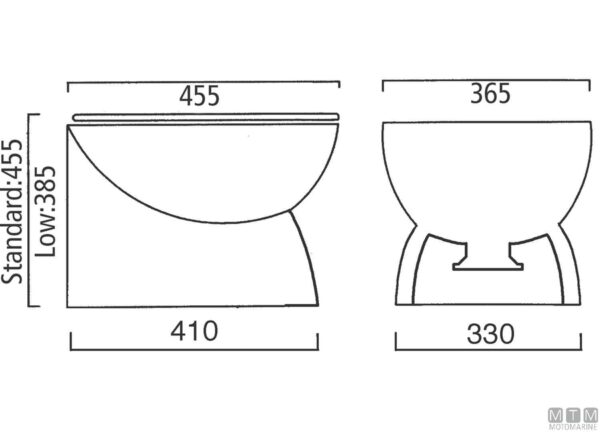 Maritiem Toilet Ocean Standard 24v H455mm - Afbeelding 4