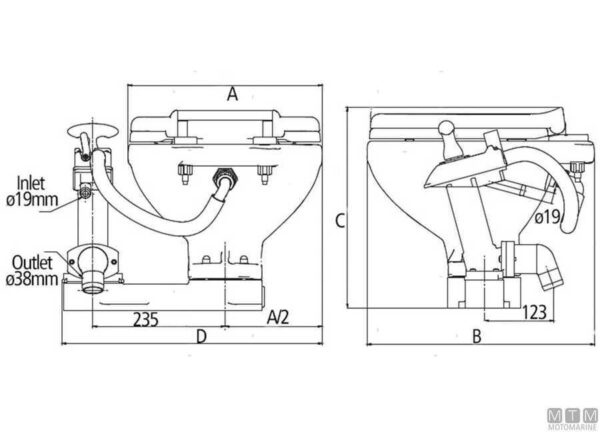 Toilet Johnson AquaT Handmatig Super Compact - Afbeelding 2