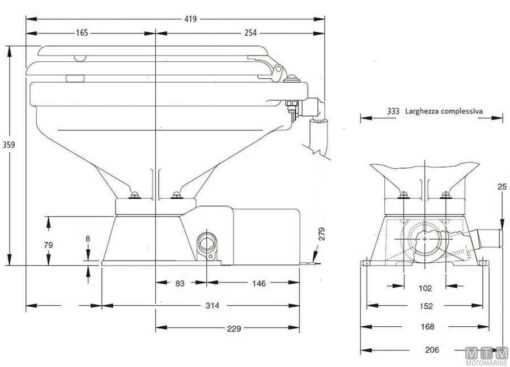 Jabsco Quiet E2 24v Elektrisch Toilet - Afbeelding 4