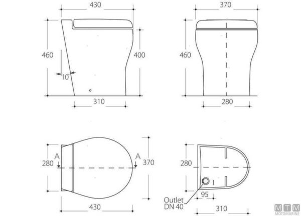 Toilet Tecma Elegance 2G 12v Kort - Afbeelding 7