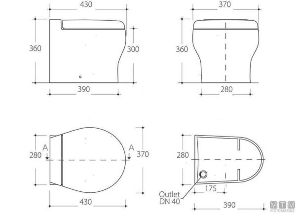 Toilet Tecma Elegance 2G 12v Kort - Afbeelding 6