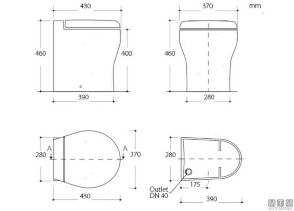 Toilet Tecma Elegance 2G 12v Kort - Afbeelding 2