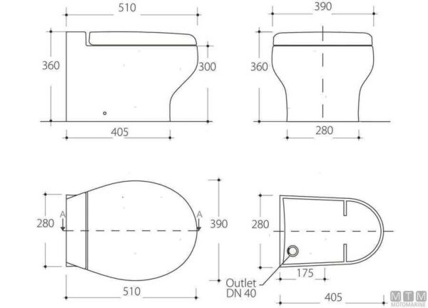 Toilet Tecma Silence Plus 2G - 12v - Korte Model - Afbeelding 4
