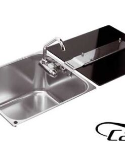 Roestvrijstalen vierkante gootsteen met glazen deksel 320 x 350 x H180mm