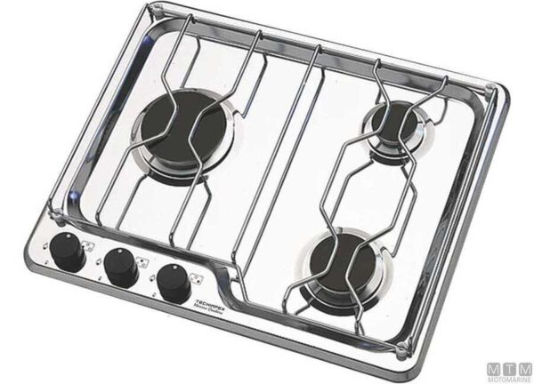 RVS Kookplaat Techimpex Burano 3-pits 470 x 390 mm - Afbeelding 2