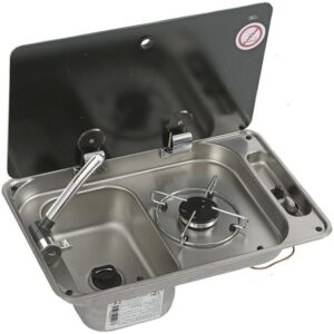 RVS Combo Kookplaat met Spoelbak (Linker Hand) 530 x 340 x 150mm ( 1 Branders)