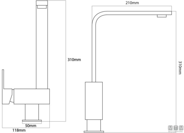 Kraan Yacht Line 118 x H310mm - Afbeelding 3