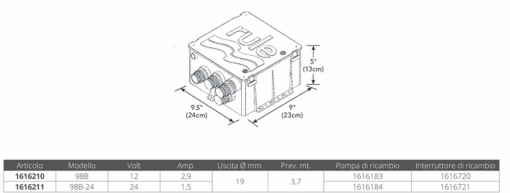 Grijs Water Tank Regel 98B Met 800gph Pomp 12v - Afbeelding 2