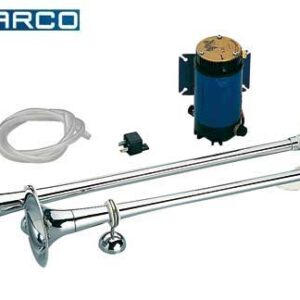 Dubbele Hoorn Verchroomd 600mm Compleet met Compressor 12v