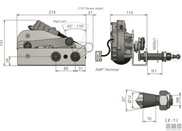 Verstelbare pantograaf Roca W50 zwart 1020-1200mm - Afbeelding 3
