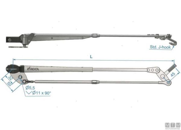 Verstelbare Pantograaf Roca W10/W12 Zwart 324 -462mm - Afbeelding 3