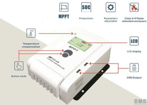 Zonne-oplaadregelaar MPPT 10amp Ingang - Afbeelding 3