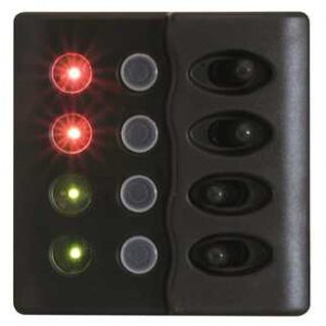 Zwart elektrisch paneel Zoolander met 4 Led schakelaars 98 x H98mm