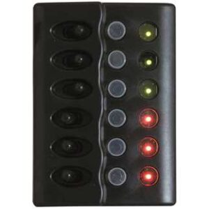 Zwart elektrisch paneel Zoolander met 6 Led schakelaars 98 x H152mm