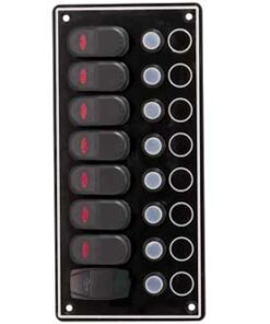 Elektrisch Paneel Black Sea met 7 Led Schakelaars en USB Plug 115 x H240mm