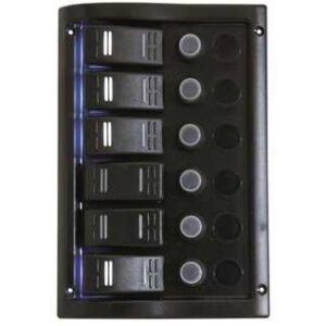 Zwart elektrisch paneel WP-MATIC met 6 led schakelaars 130 x H195mm