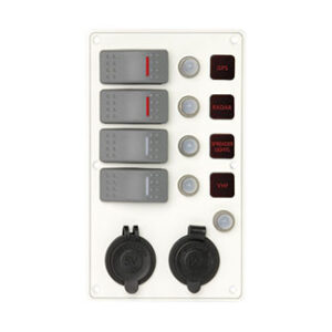 Wit Elektrisch Paneel met 4 Schakelaars Accutester en USB Socket 114 x H191mm