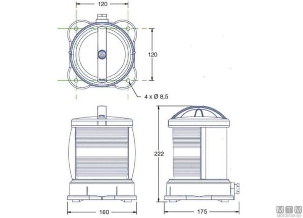 DHR 135º Navigatieverlichting Zwart-Wit - Afbeelding 2