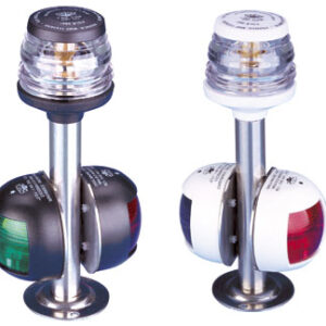 Gecombineerde navigatie licht wit (rood / groen 225° - wit 360°) met Mast H30cm