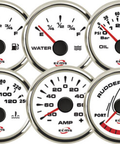 Ampèremeter met shunt ECMS Wit Chroom 12/24V -150+150A 52mm