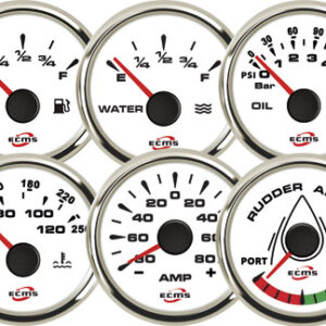 Ampèremeter met shunt ECMS Wit Chroom 12/24V -150+150A 52mm