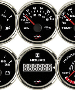 Ampermeter met Shunt ECMS Zwart Chroom 12/24V -150+150A
