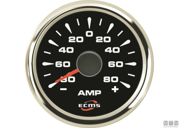 Analoge Ampèremeter met Shunt ECMS Zwart en Chroom -80+80a 52 mm - Afbeelding 7
