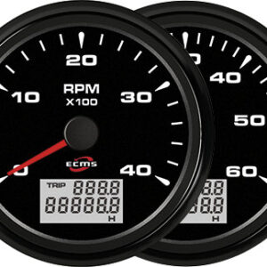 Toerenteller/Uurmeter 6000 85mm ECMS All Black 12/24V