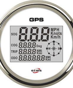 GPS Snelheidsmeter ECMS 85mm Wit Chroom 12/24V