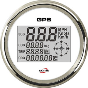 GPS Snelheidsmeter ECMS 85mm Wit Chroom 12/24V