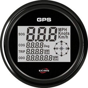 GPS Snelheidsmeter ECMS 85mm 12/24V All Black