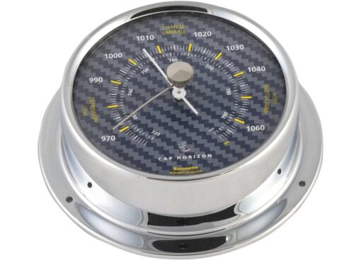 Verchroomde Messing Marine Klok Carbon 70mm Dop Horizon (door Barigo)