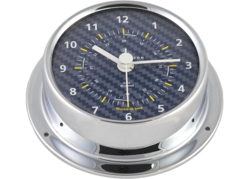 Verchroomde Messing Marine Klok Carbon 70mm Dop Horizon (door Barigo) - Afbeelding 3