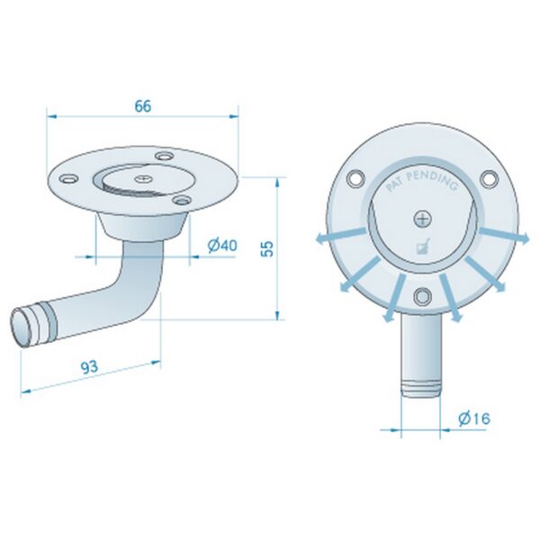 Roca RVS Tankvent (16mm Slang / Gehoekt)