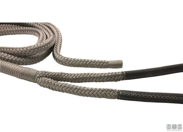 Aangepaste steiger Lijn Staal Grijs Met Oog 24mm x20mts Met Zwart Leren Bedekking