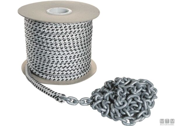Ankerlijn Gevlochten 12.6mm x 40mt met 10mt gegalvaniseerde Ketting 6mm