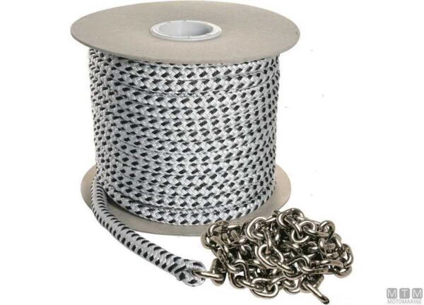 Ankerlijn 12.6mm x 40mt met RVS Ketting 6mm x 10mt