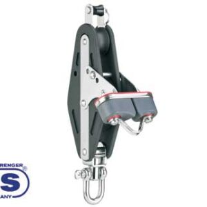Sprenger Katrol Fiddle Block Wartel met Cam kikker en Becket 70mm voor 14mm lijnen