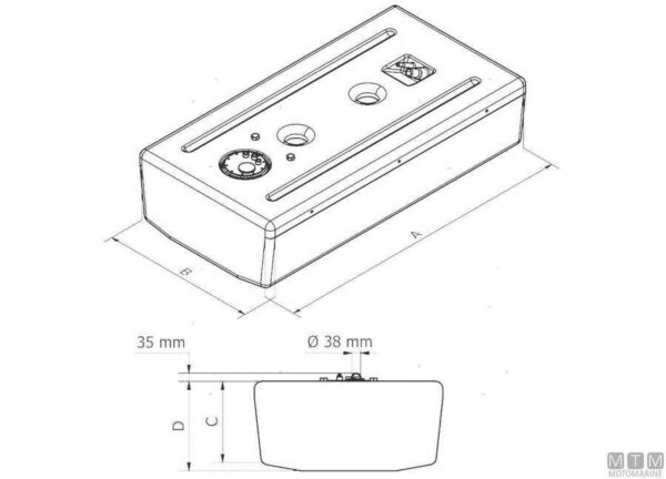 Brandstoftank Can-SB OEM 210lt 1240 x 580 x H350mm - Afbeelding 2
