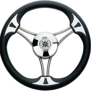 Roestvrijstalen Stuurwiel Targa 350mm met Polyurethane Grip Zwart